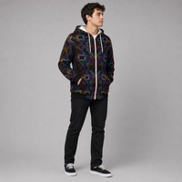 Psytron Microfleece Ziphoodie — wearer-left three-quarter lifestyle view
