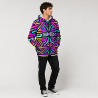 Mystic Mandala Micro Fleece Hoodie — wearer-left three-quarter lifestyle view