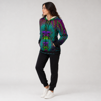 Kundalini Rising Micro Fleece Zip-Up Hoodie — wearer-left three-quarter lifestyle view