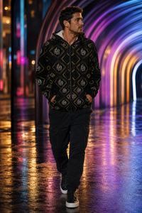 Xenocode Micro Fleece Zip-up Hoodie — light-tunnel wearer-left lifestyle view