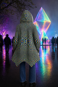 Chromadelic Micro Fleece Cloak — corrected lifestyle — prism festival rear