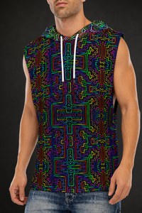 Lifestyle gallery — Prismatic Overlay Hooded Tank Top — 05-hood-armhole-print-detail