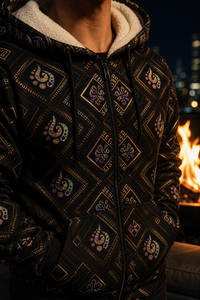 Xenocode Micro Fleece Zip-up Hoodie — urban-firepit sherpa microfleece detail