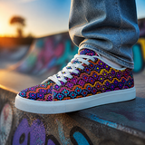 Rainbow Healing Low Top Sneakers lifestyle close-up — skatepark blue hour