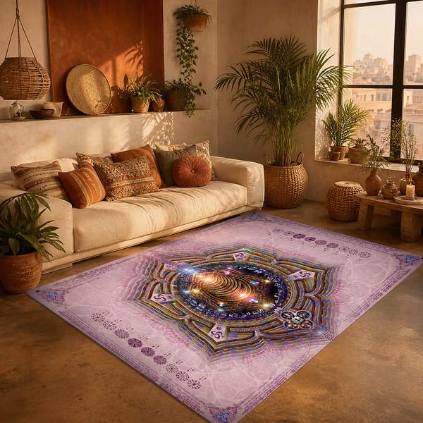 Svadhisthana Sacral Chakra Area Rug, Orange Mandala Meditation Mat, Sacred Geometry Yoga Decor