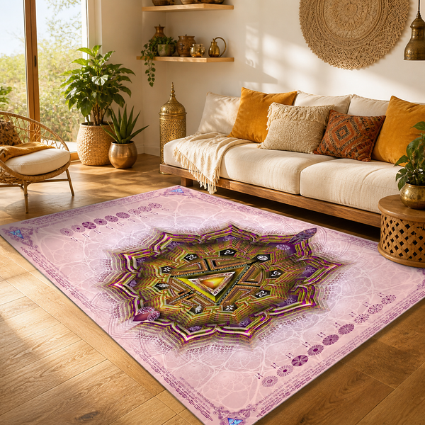 Manipura Solar Plexus Area Rug, Yellow Mandala Meditation Rug, Sacred Geometry Yoga Decor