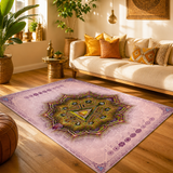 Manipura Solar Plexus Area Rug, Yellow Mandala Meditation Rug, Sacred Geometry Yoga Decor
