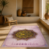 Manipura Solar Plexus Area Rug, Yellow Mandala Meditation Rug, Sacred Geometry Yoga Decor