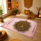 Manipura Solar Plexus Area Rug, Yellow Mandala Meditation Rug, Sacred Geometry Yoga Decor