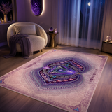 Ajna Third Eye Chakra Area Rug, Violet Mandala Meditation Rug, Sacred Geometry Yoga Decor
