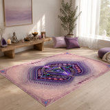 Ajna Third Eye Chakra Area Rug, Violet Mandala Meditation Rug, Sacred Geometry Yoga Decor