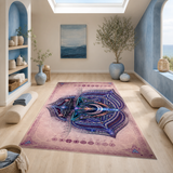 Vishuddha Throat Chakra Area Rug, Blue Mandala Meditation Mat, Sacred Geometry Yoga Decor