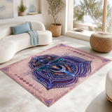 Vishuddha Throat Chakra Area Rug, Blue Mandala Meditation Mat, Sacred Geometry Yoga Decor