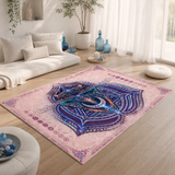 Vishuddha Throat Chakra Area Rug, Blue Mandala Meditation Mat, Sacred Geometry Yoga Decor
