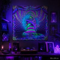 UV Active NEON Canvas Backdrop - Kundalini Rising 142 x 142 cm