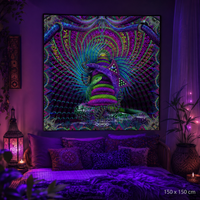 UV Active NEON Canvas Backdrop - Kundalini Rising 142 x 142 cm