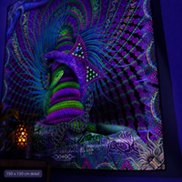 UV Active NEON Canvas Backdrop - Kundalini Rising 142 x 142 cm