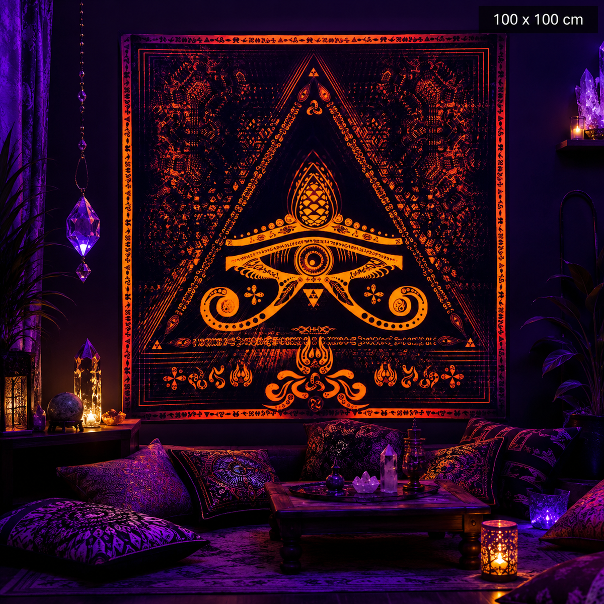 Fluro Neon Lycra Tapestry of "Singular Sight" - UV Active! Orange