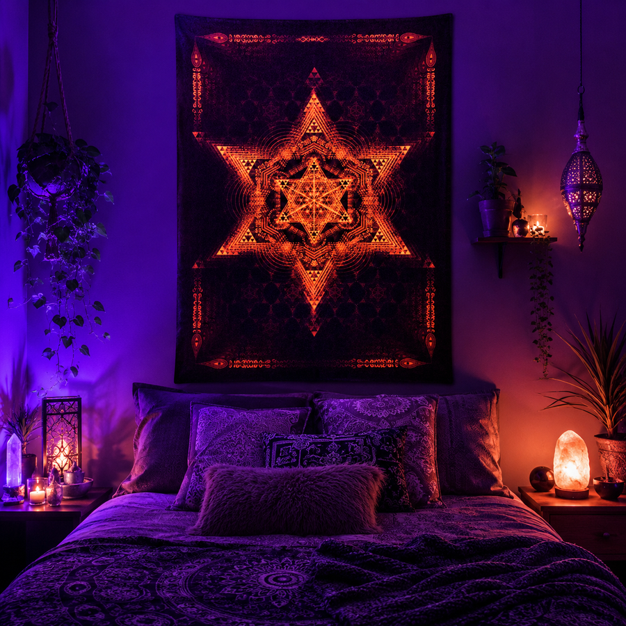 Fluro Neon Lycra Tapestry of "Morningstar" - UV Active!
