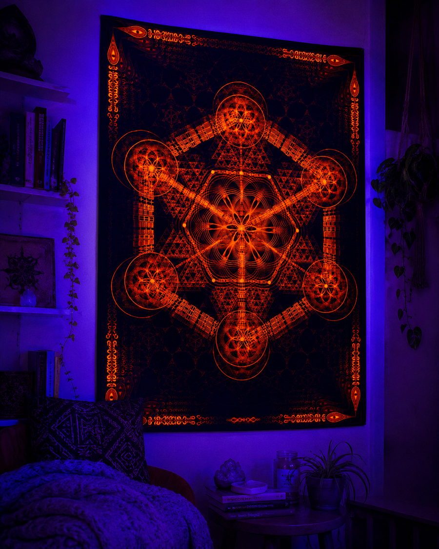 Neon Lycra Tapestry of "Higher Order"  (Orange) - UV Active!