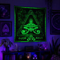 Fluro Neon Tapestry of "Singular Sight" - UV Active! Lime