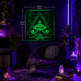 Fluro Neon Tapestry of "Singular Sight" - UV Active! Lime