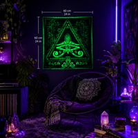 Fluro Neon Tapestry of "Singular Sight" - UV Active! Lime