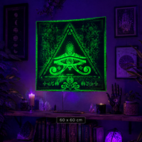 Fluro Neon Tapestry of "Singular Sight" - UV Active! Lime