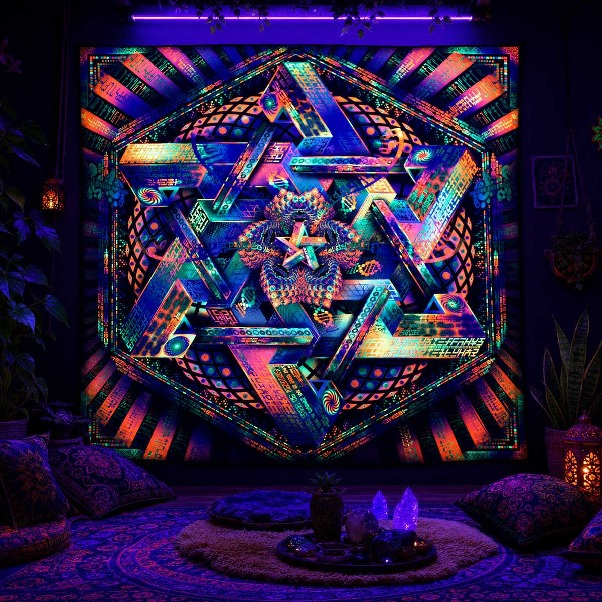 UV Active NEON Fluro Tapestry / Backdrop of Hyperdimensional Harmonics