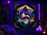 Neon UV Active Fluro Tapestry / Backdrop of Prismatic Equation