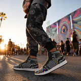 Psychedelic Rainbow High-Top Streetwear Shoes | Festival Sneakers | Unisex Statement Footwear