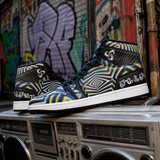 Psychedelic Rainbow High-Top Streetwear Shoes | Festival Sneakers | Unisex Statement Footwear
