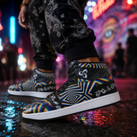 Psychedelic Rainbow High-Top Streetwear Shoes | Festival Sneakers | Unisex Statement Footwear