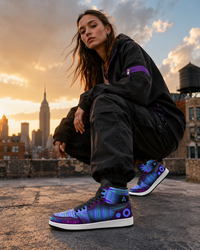 Xenomorph Psychedelic Purple Sneakers · Futuristic Streetwear Shoes · Festival & Rave Footwear · Wearable Art High-Tops