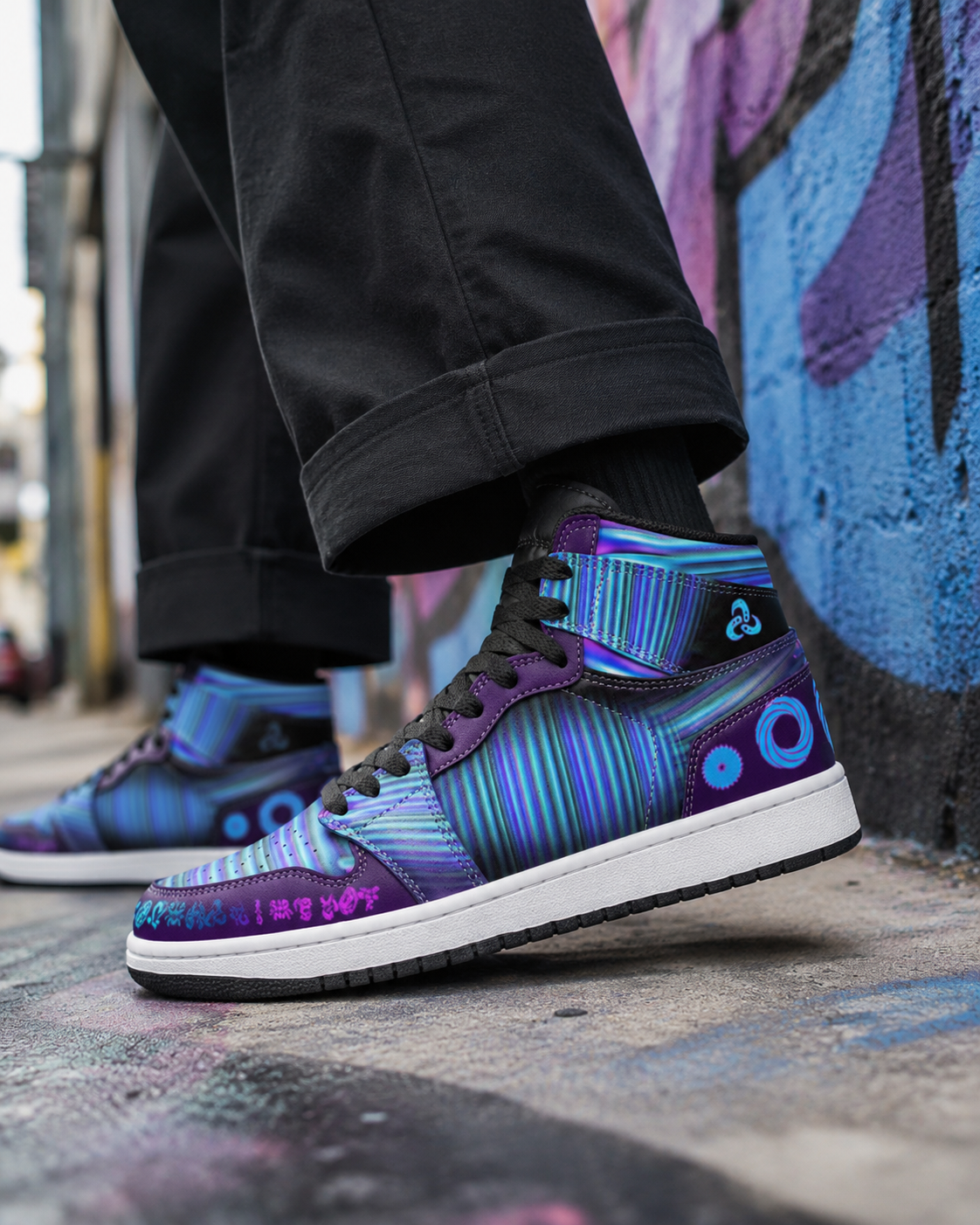 Xenomorph Psychedelic Purple Sneakers · Futuristic Streetwear Shoes · Festival & Rave Footwear · Wearable Art High-Tops