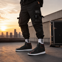 Geometrix Unisex High Top Sneakers, Black Red Geometric Shoes, Futuristic Streetwear, Festival Sneakers, Cyberpunk Alternative Footwear