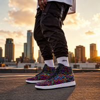 Icaro Unisex Sneakers, Psychedelic Geometric High Tops, Colorful Festival Shoes, Rave Streetwear, Visionary Art Footwear