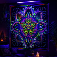 NEON Lycra Tapestry / Backdrop - Prismatic Mandala 100 cm