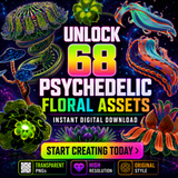 3D Floral Asset Pack - Psychedelic Art Graphic Assets