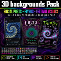 55 Psychedelic Background PNG Assets, Abstract 3D Fractal Backdrops for Digital Art, Posters & Design