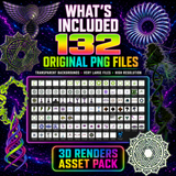 132 Psychedelic 3D Render PNG Assets