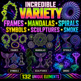 132 Psychedelic 3D Render PNG Assets