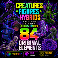 3D Figure Asset Pack - Psychedelic Art Graphic Assets