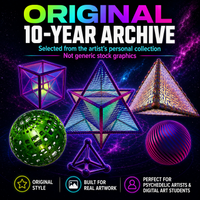 91 Psychedelic 3D Geometry PNG Assets, Transparent Sacred Geometry Clipart Pack for Digital Art & Design