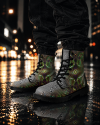 Venom Psychedelic Combat Boots, Unisex Trippy Festival Shoes, Optical Illusion Streetwear