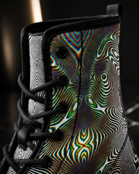 Venom Psychedelic Combat Boots, Unisex Trippy Festival Shoes, Optical Illusion Streetwear
