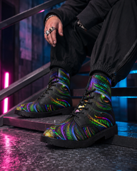 Enchanted Essence Psychedelic Combat Boots – Unisex Visionary Art Festival Boots