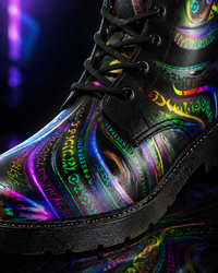 Enchanted Essence Psychedelic Combat Boots – Unisex Visionary Art Festival Boots