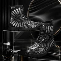 Hypnotica Monochrome Combat Boots, Unisex Optical Illusion Shoes, Gothic Streetwear