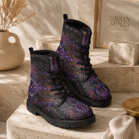 Shadow Work Geometric Combat Boots, Unisex Festival Shoes, Dark Streetwear